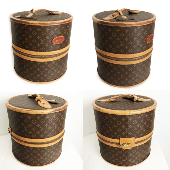Louis Vuitton x French Co Monogram Hat Box Wig Case Round Trunk Vintage 70s Rare - Picture 3 of 10